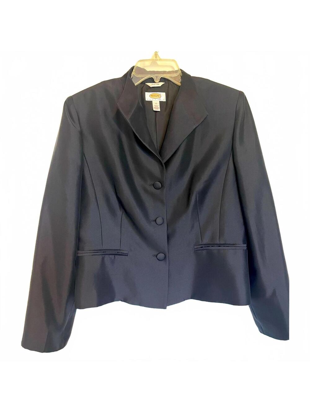 Talbots 100% Silk Black Blazer – Classic Lightweight Career Jacket